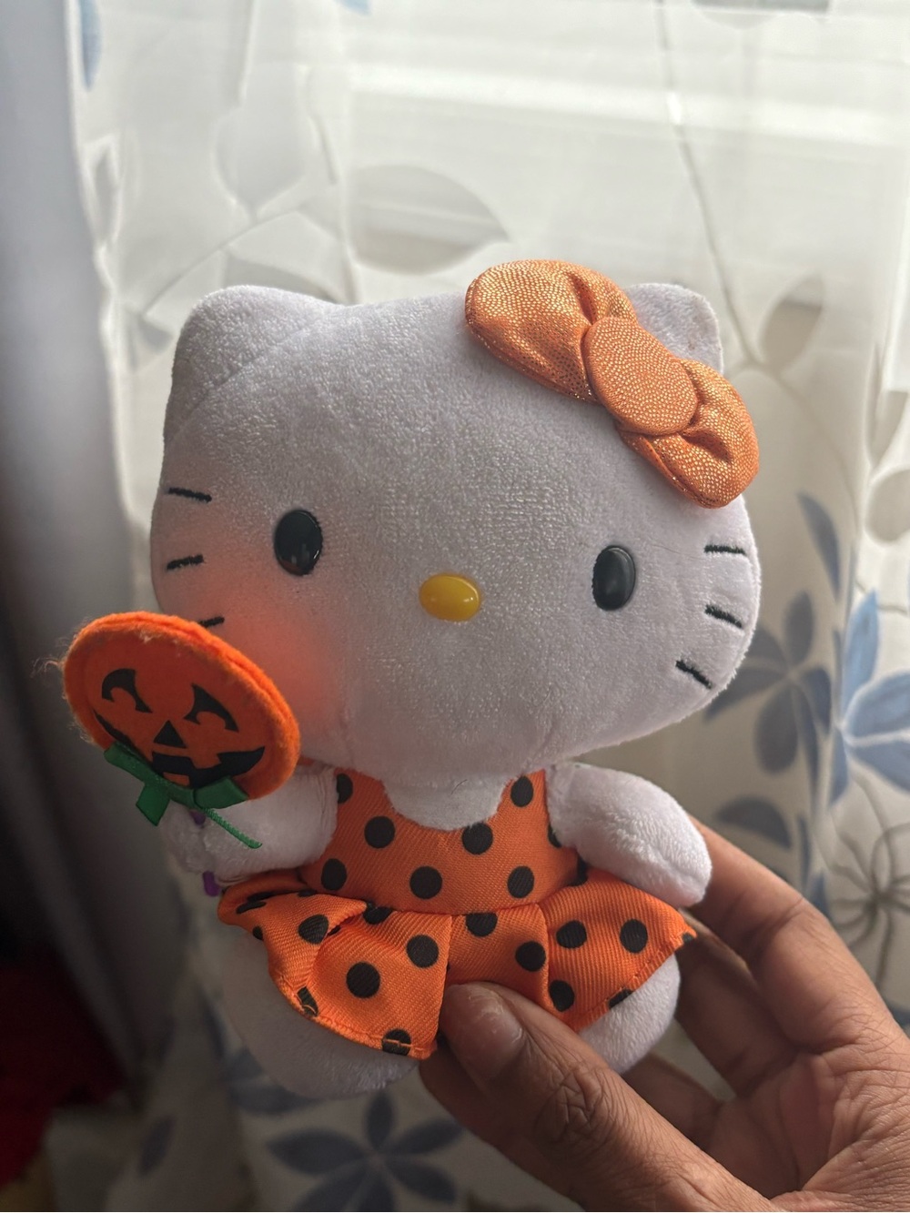 3/$25⭐️ Halloween Hello Kitty Orange Polka Dot Dress Plush with Pumpkin Lollipop